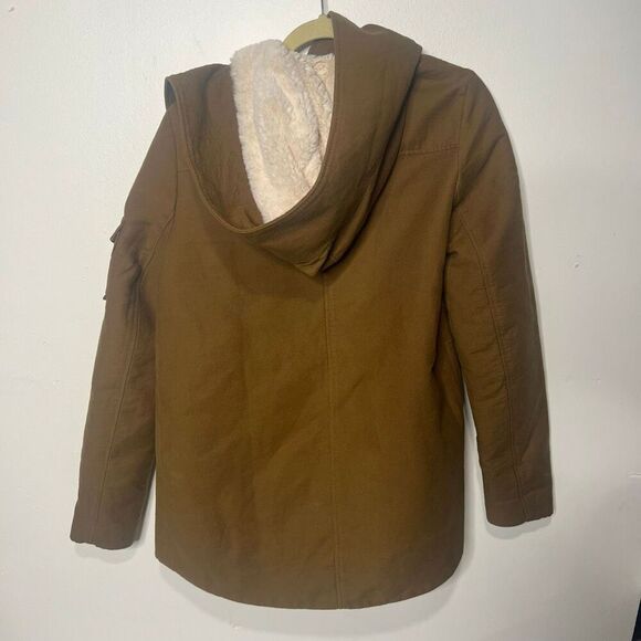 Zara Trafaluc Outerwear Brown Green Cozy Lined Jacket Sz M Poly/Nylon Shell - Picture 14 of 14